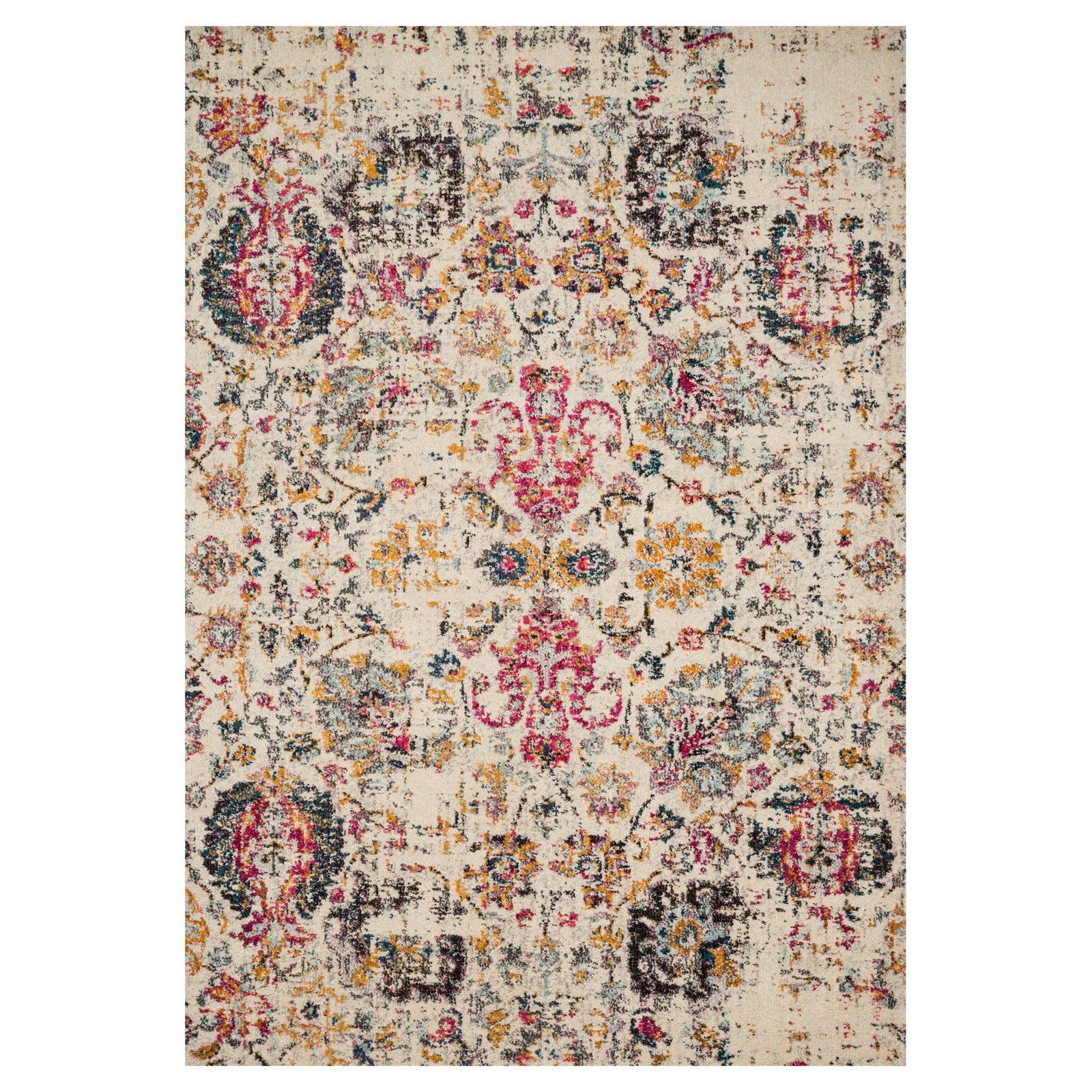 Nadia Ivory Multi Rectangular Synthetic Stain-Resistant Rug - 4' x 5'7"