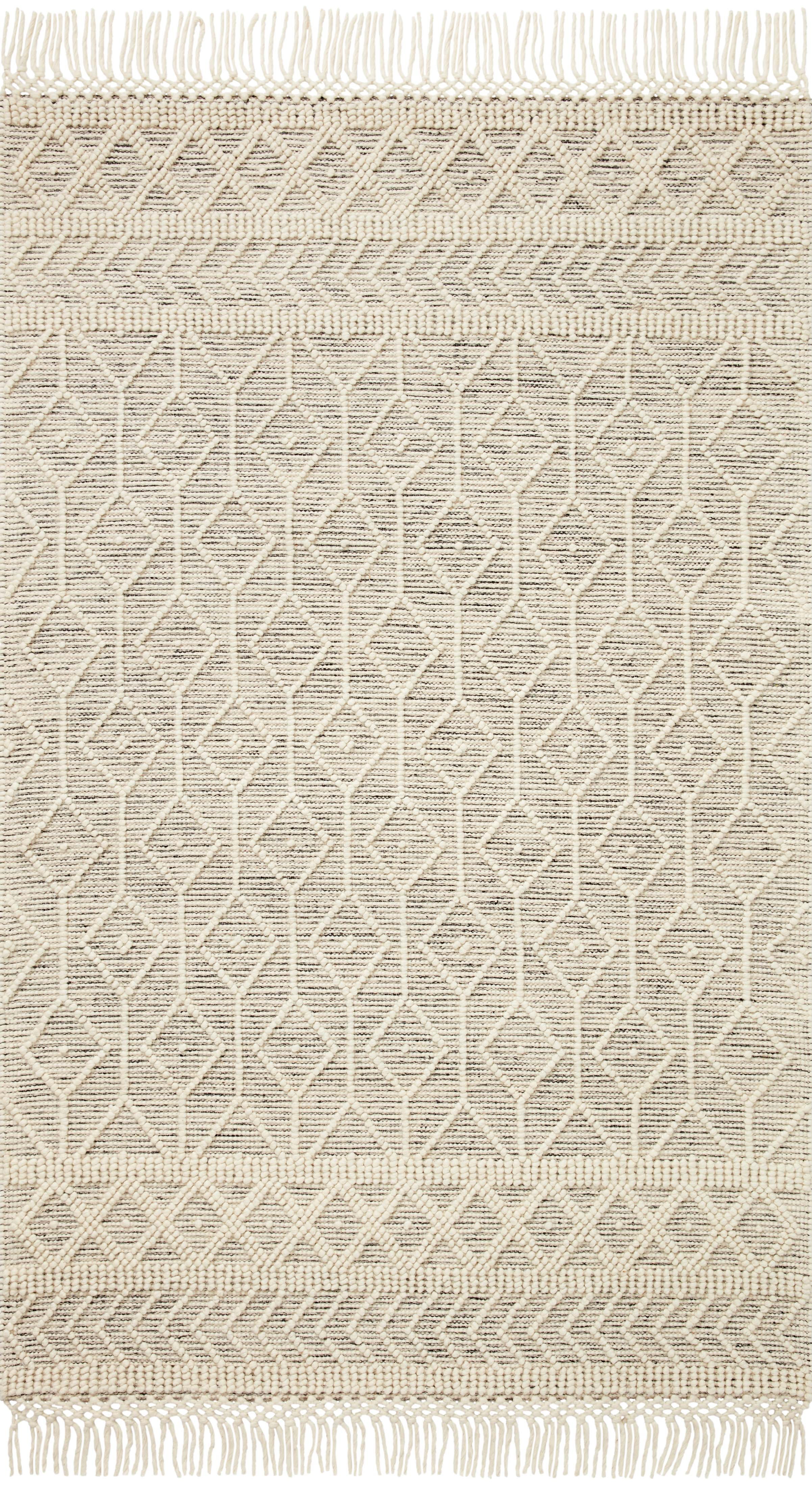 Loloi Noelle Ivory / Black Geometric Area Rug 18" x 18" Sample