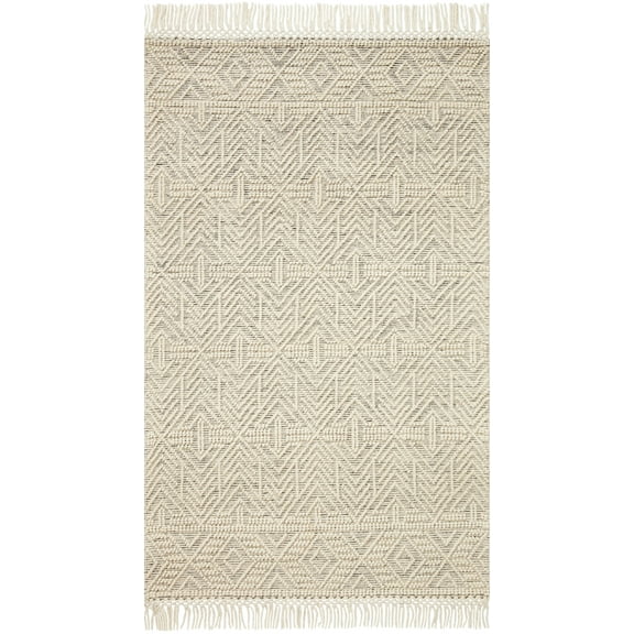Loloi II Noelle Ivory / Black Geometric Area Rug 18" x 18" Sample