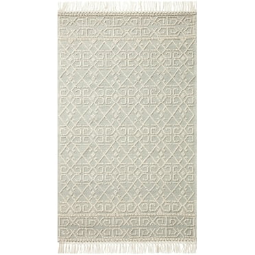 Loloi II Noelle Ivory / Blue Geometric Area Rug 18" x 18" Sample