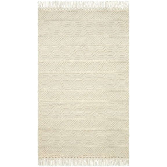 Loloi II Noelle Ivory / Ivory Geometric Area Rug 18" x 18" Sample