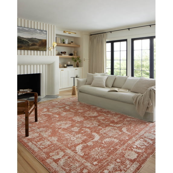 Loloi Odette Rust / Ivory 5'-3" x 5'-3" Round Accent Rug