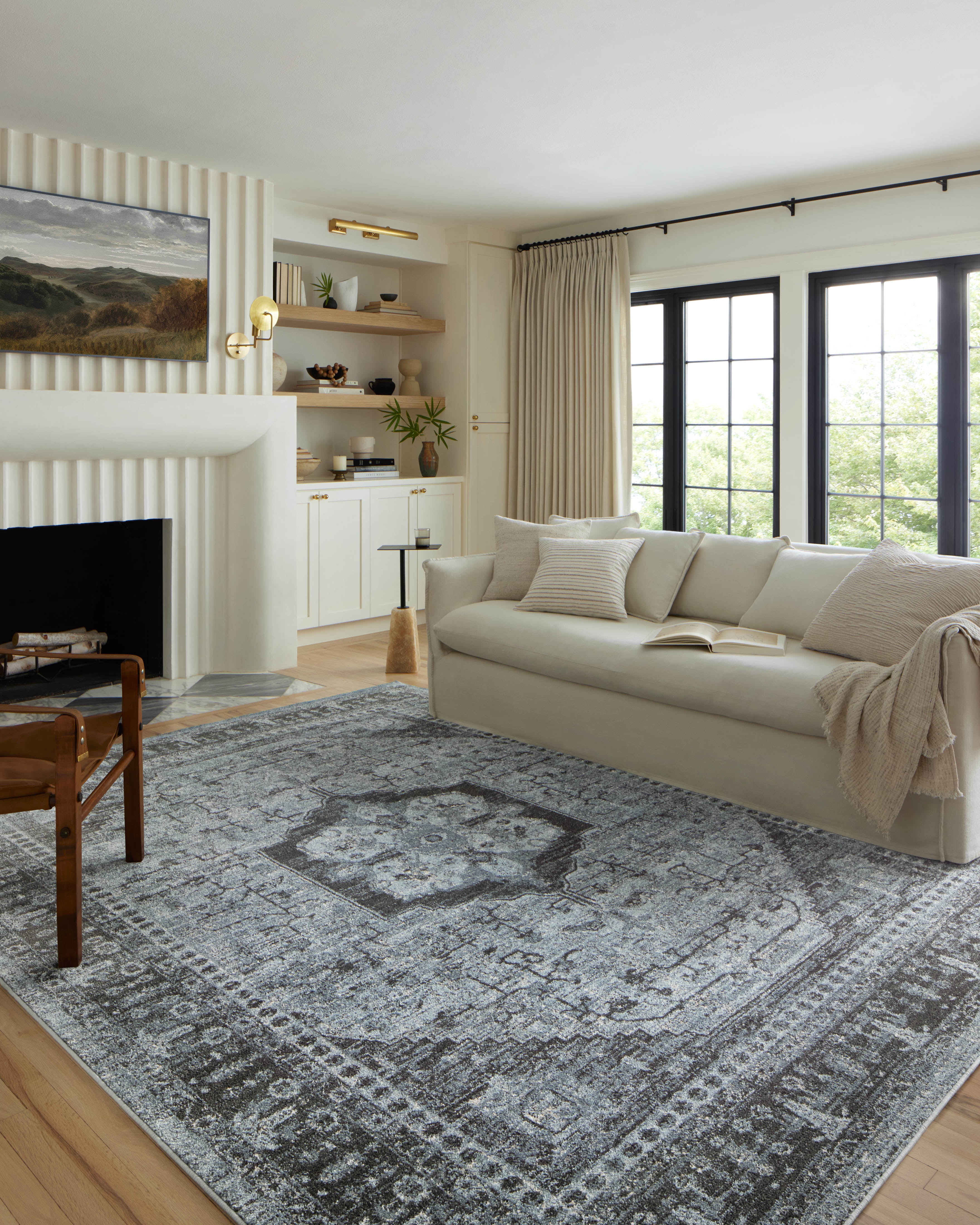 Loloi Odette Sky / Charcoal 5'-3" x 5'-3" Round Accent Rug