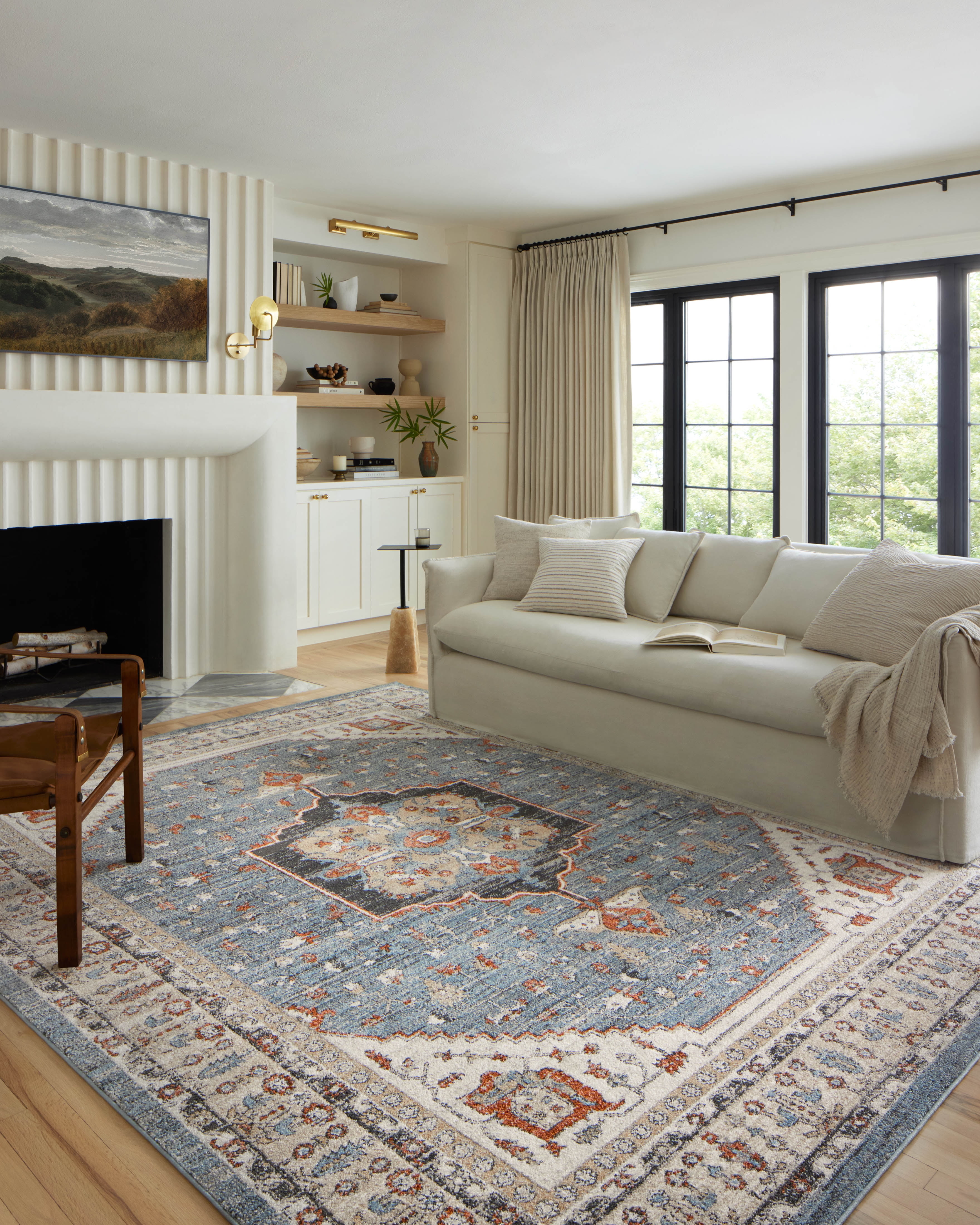 Odette Sky Blue and Multi 7'-10" x 10' Synthetic Area Rug