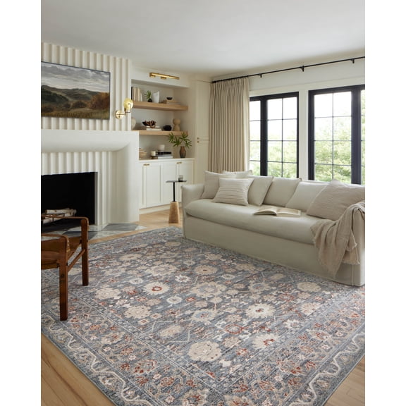Loloi Odette Sky / Rust 7'-10" x 7'-10" Round Area Rug