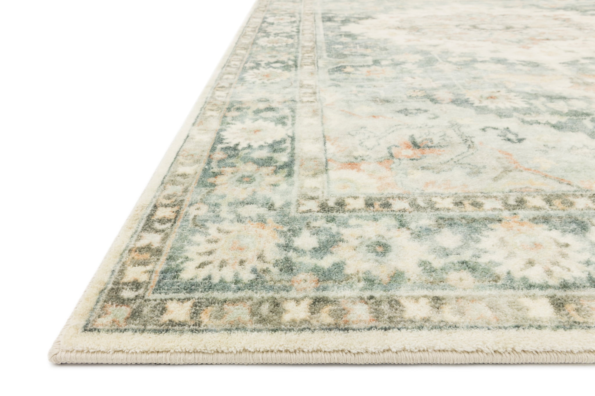 Loloi Rosette Teal / Ivory 2'-2" x 5' Accent Rug