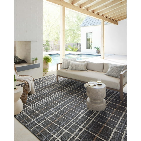 Indoor Outdoor Loloi Rainier Charcoal / Multicolor 5'-3" x 7'-7" Area Rug