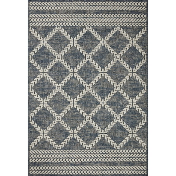 Loloi II Rainier Indoor Outdoor Denim / Ivory 7'-10" x 10'-10" Area Rug