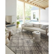 Indoor Outdoor Loloi Rainier Ivory / Charcoal 5-3 x 7-7 Area Rug