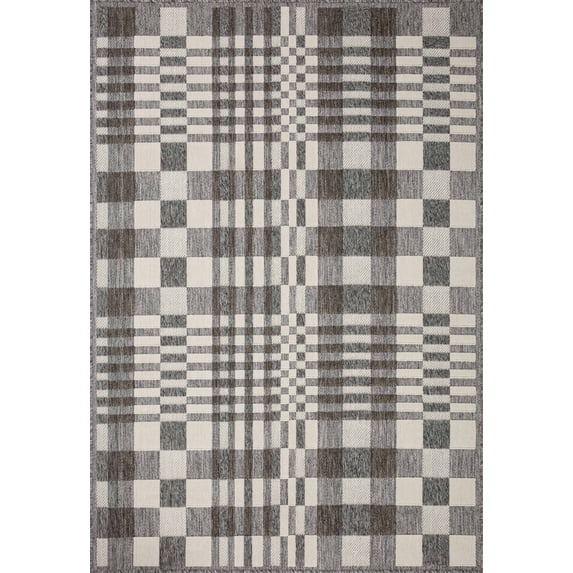 Indoor Outdoor Loloi Rainier Ivory / Pebble 3'-11" x 5'-11" Accent Rug