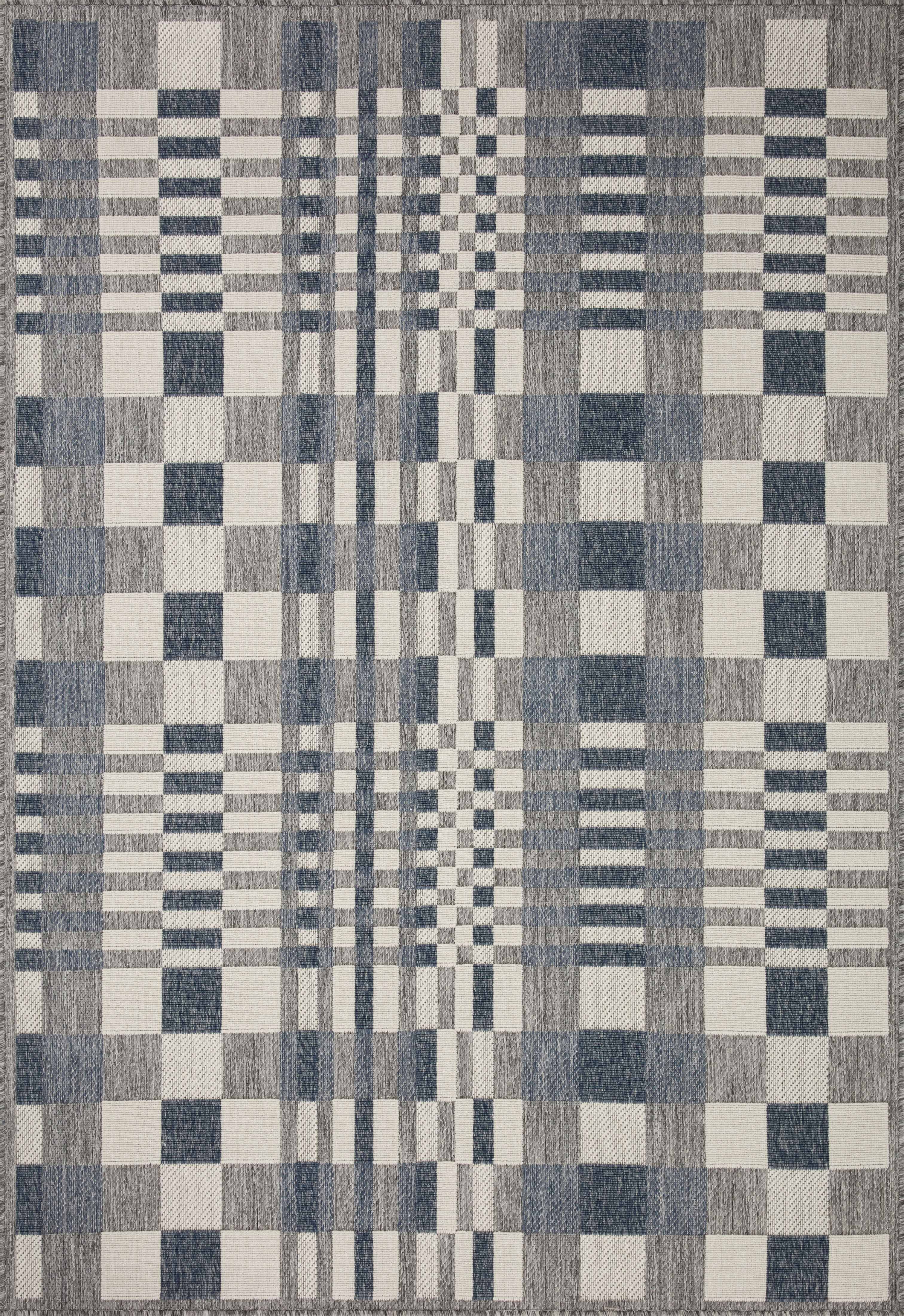 Indoor Outdoor Loloi Rainier Ivory / Denim 7'-10" x 10'-10" Area Rug