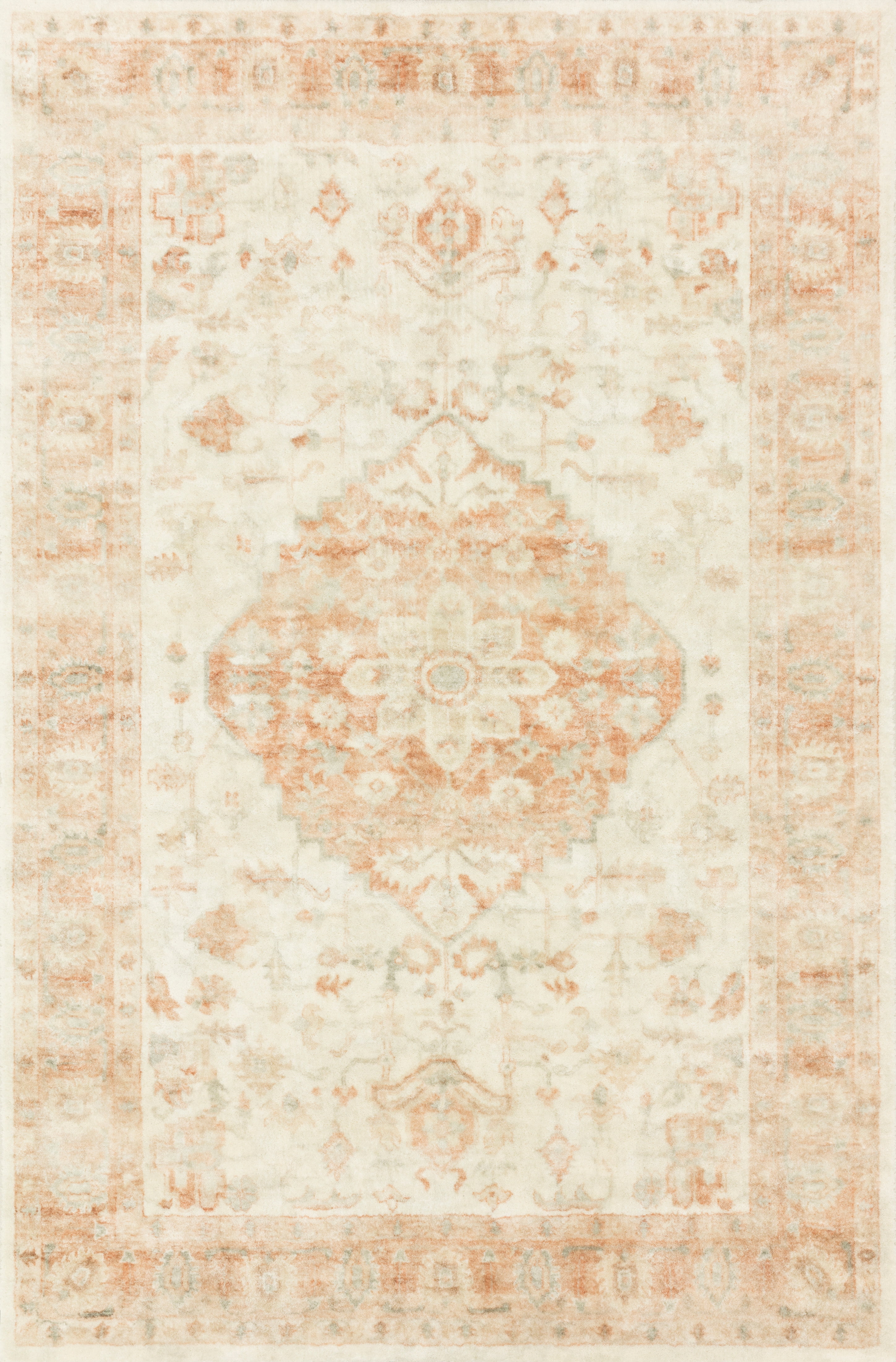 Loloi Rosette Ivory / Terracotta 18" x 18" Sample Rug