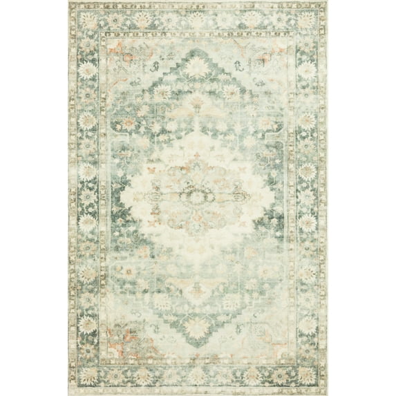 Loloi Rosette Teal / Ivory 2'-6" x 7'-6" Runner Rug