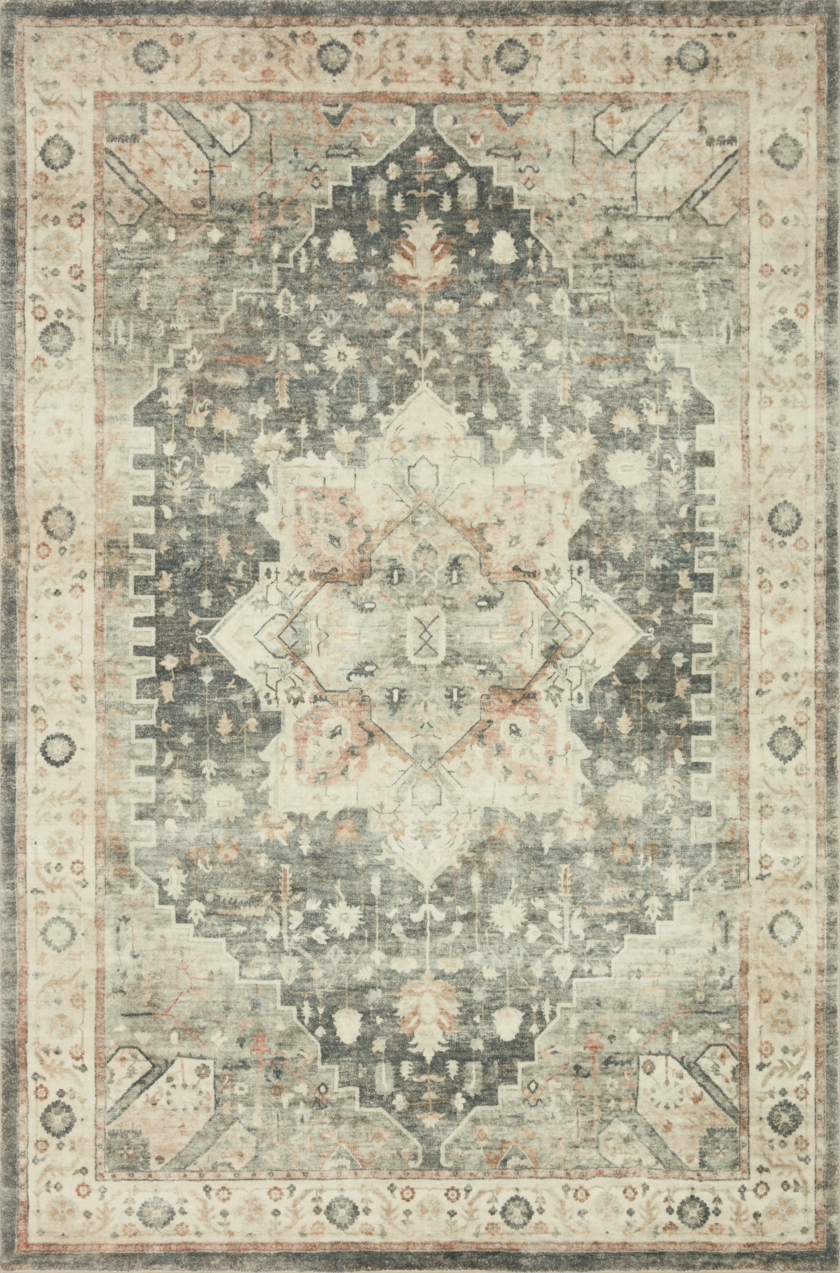 ROS-09 Slate, Ivory 2-6" x 7-6" Size Rug