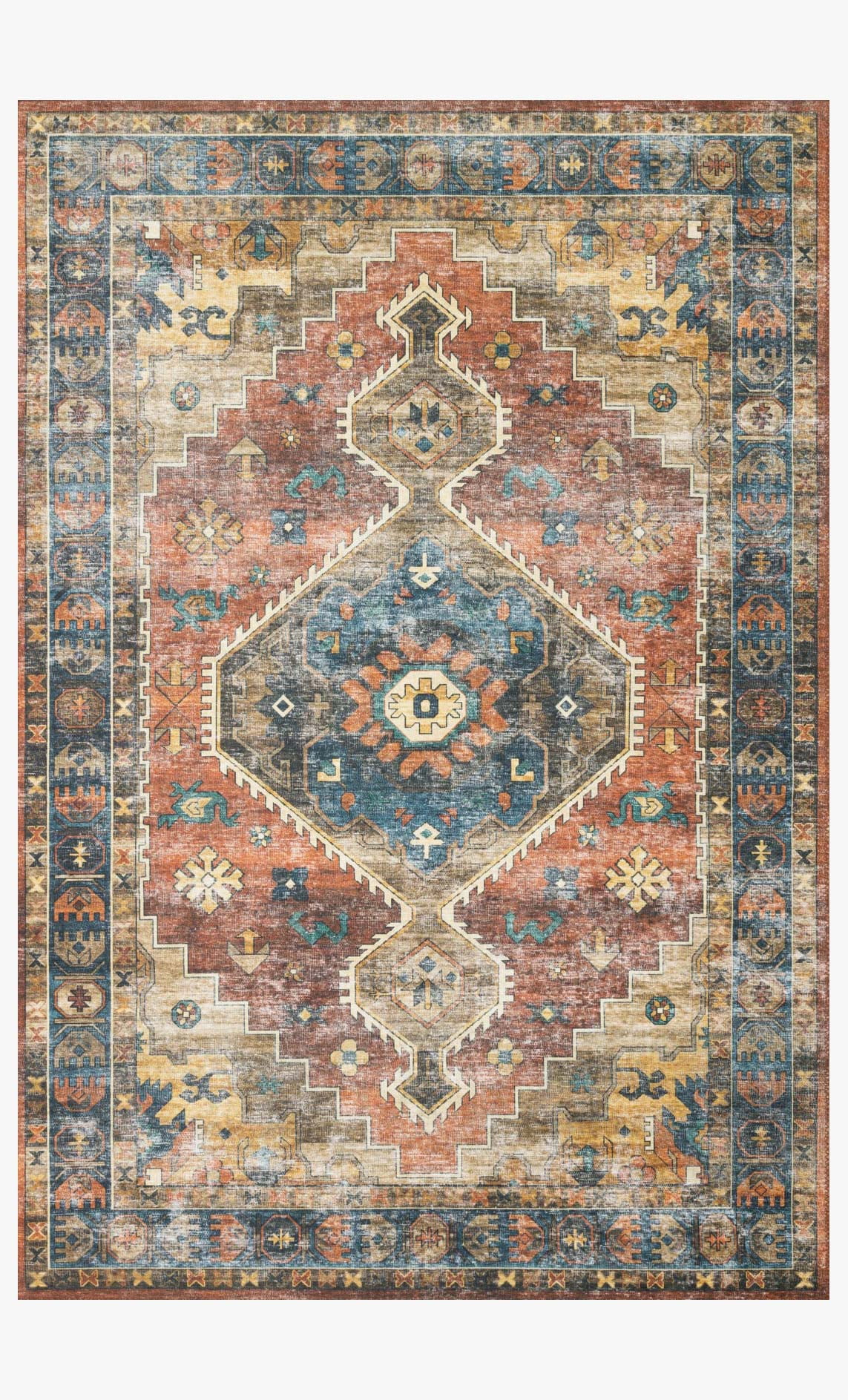 Loloi SKYE SKY-11 Rust / Blue Oriental Area Rug 5'-0" x 7'-6"