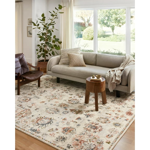 Loloi II Saban Collection SAB-09 Ivory / Multi, Oriental Area Rug 18" x 18" Sample Swatch