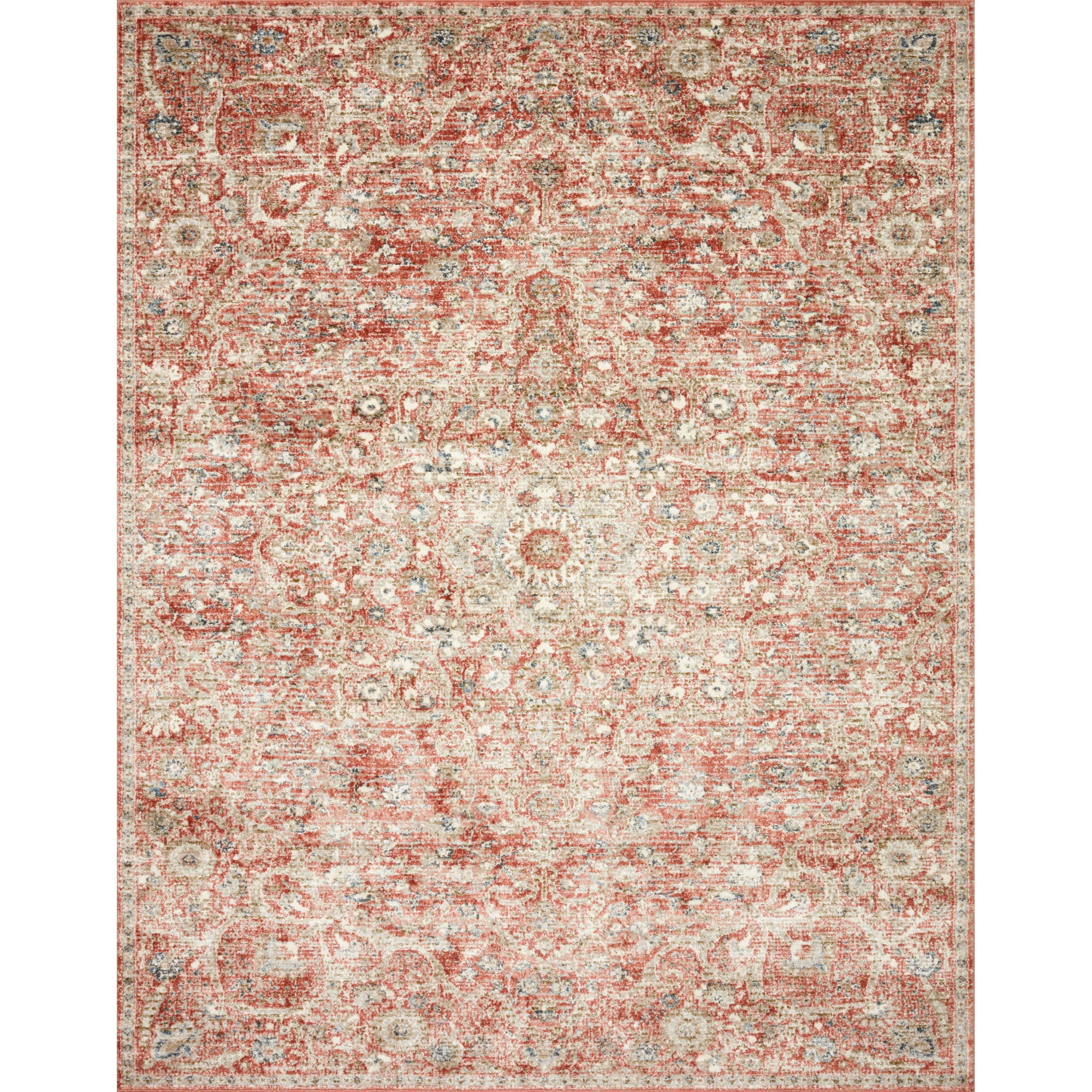 Rust and Beige Stain-Resistant Wool Rectangular Area Rug