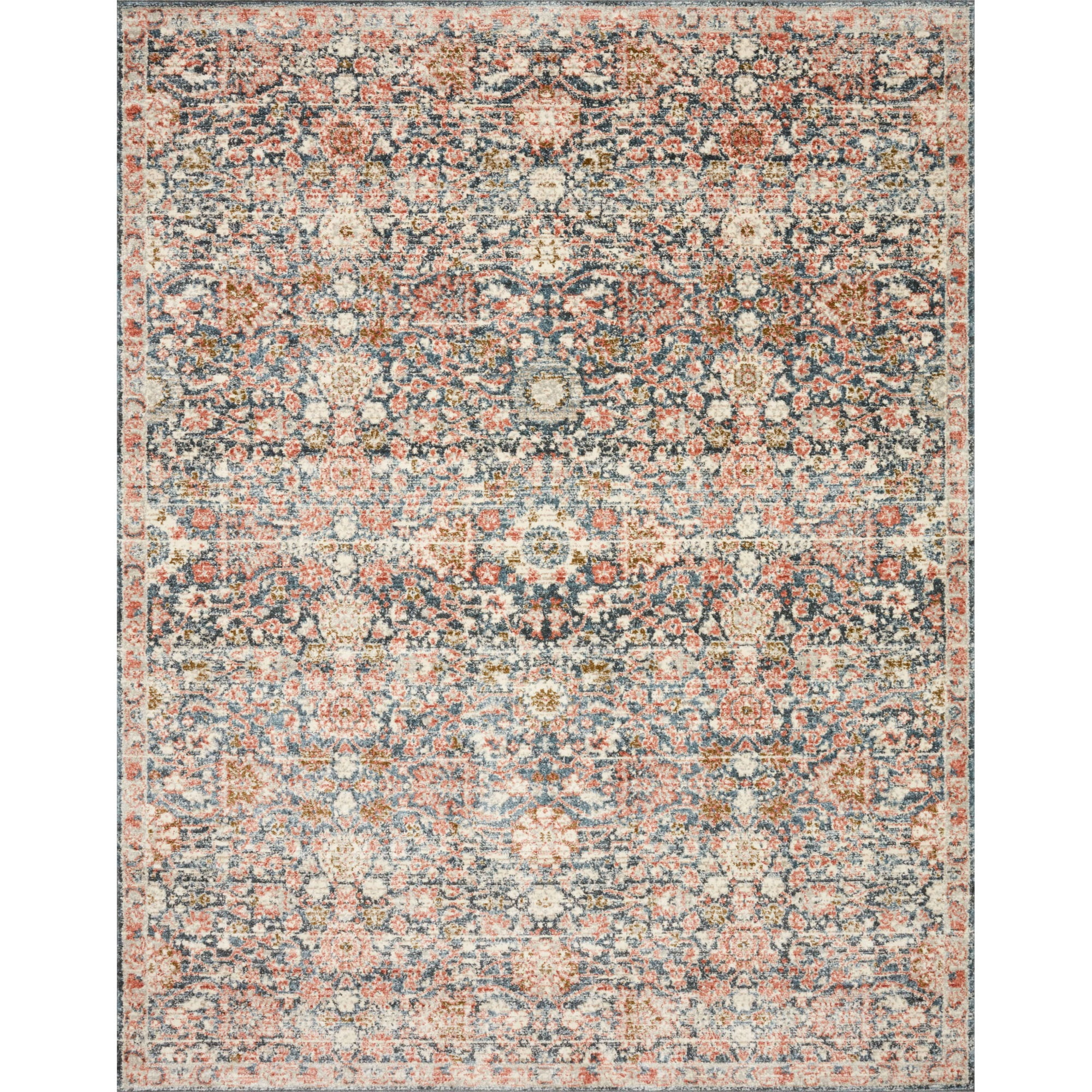Saban Navy and Rust Stain-Resistant Wool Area Rug