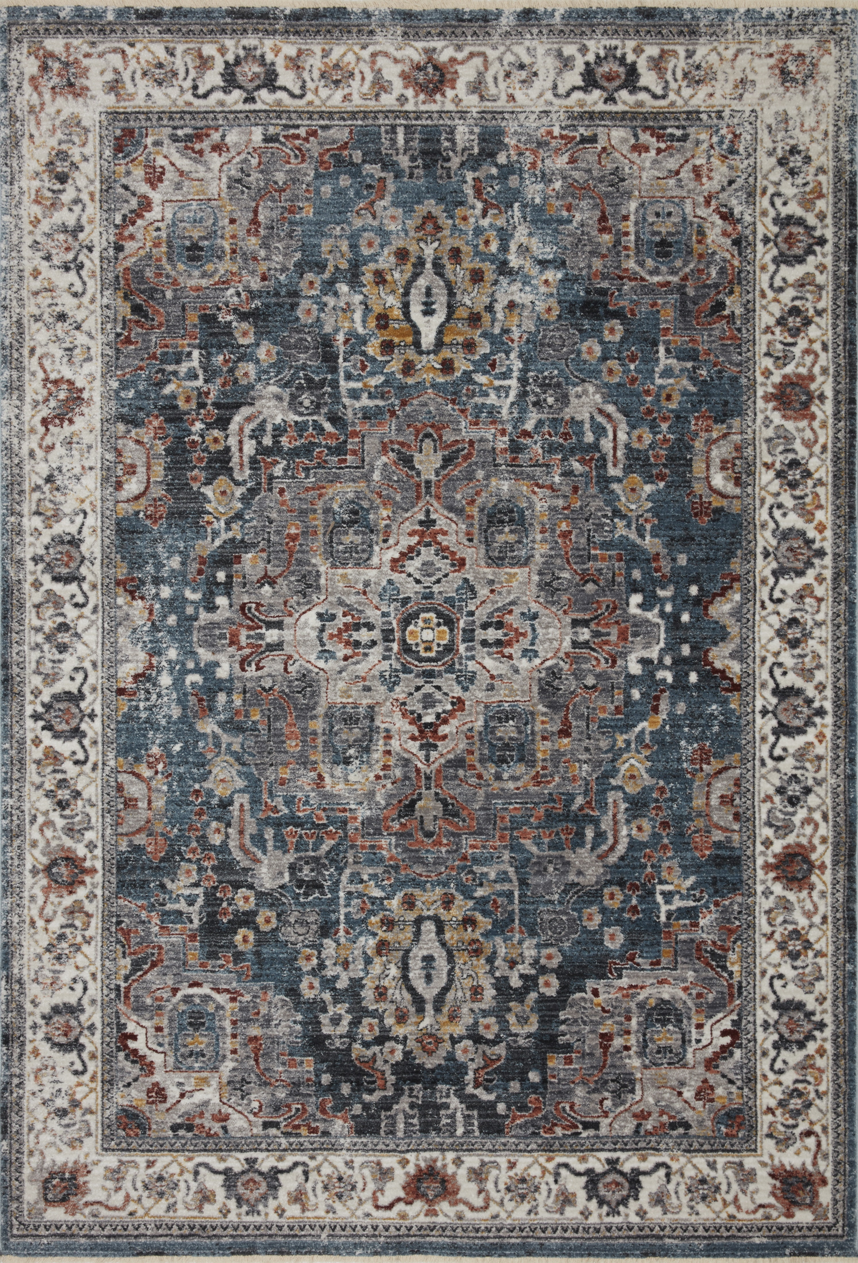 Samra Slate and Multi Synthetic Rectangular Area Rug