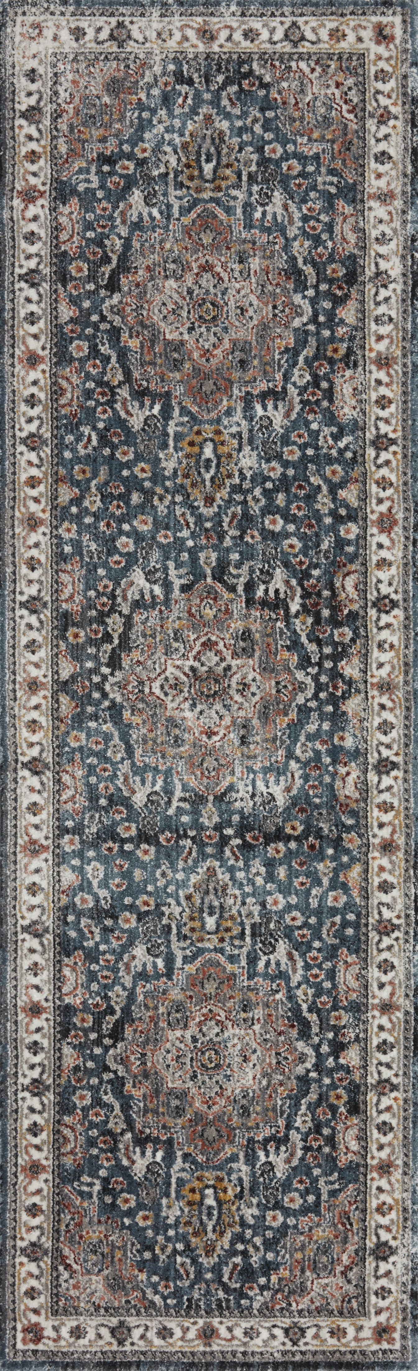 Gray Stain-Resistant Synthetic Oriental Area Rug