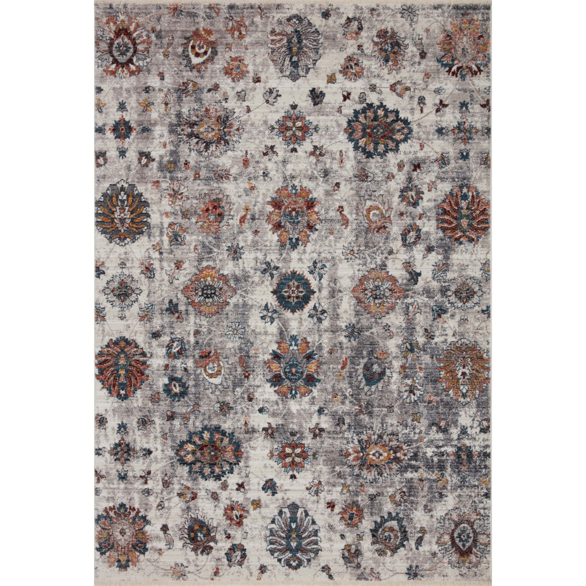 Elegant Ivory Multi Synthetic Easy-Care Accent Rug 27" x 37"