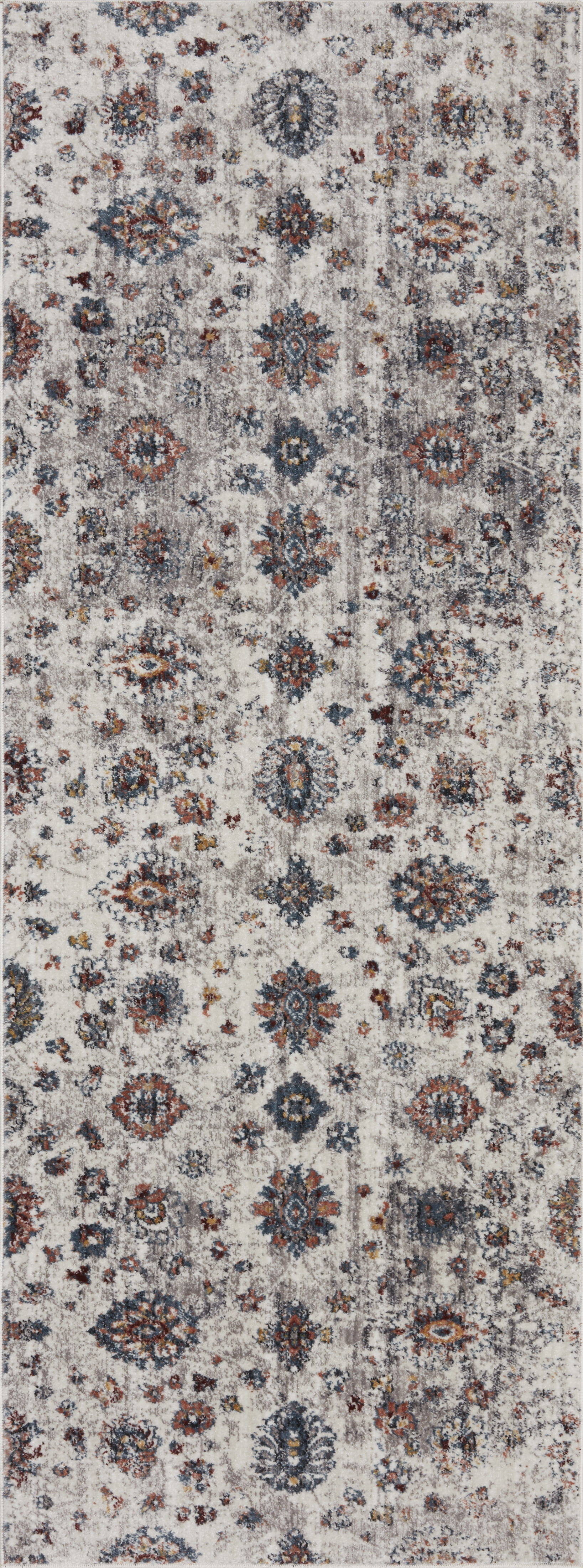 Ivory and Multi Synthetic Oriental Area Rug 2'-7" x 8'-0"