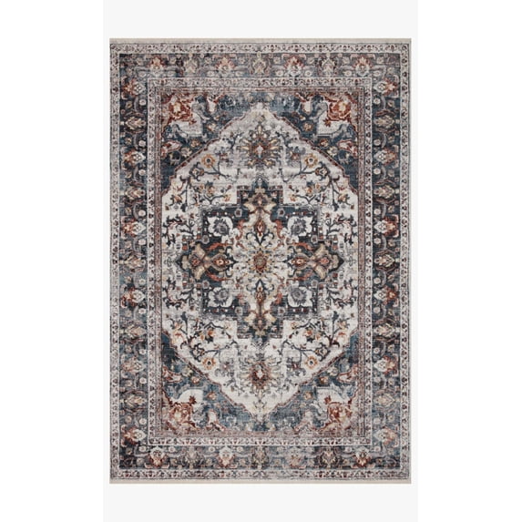 Loloi II Samra SAM-09 Ivory / Denim Oriental Area Rug 2'-7" x 10'-0"