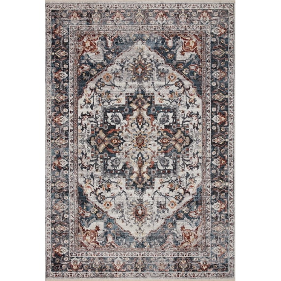 Loloi Samra SAM-09 Ivory / Denim Oriental Area Rug 2'-7" x 8'-0"