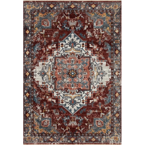 Loloi Samra SAM-10 Brick / Grey Oriental Area Rug 9'-6" x 13'-1"