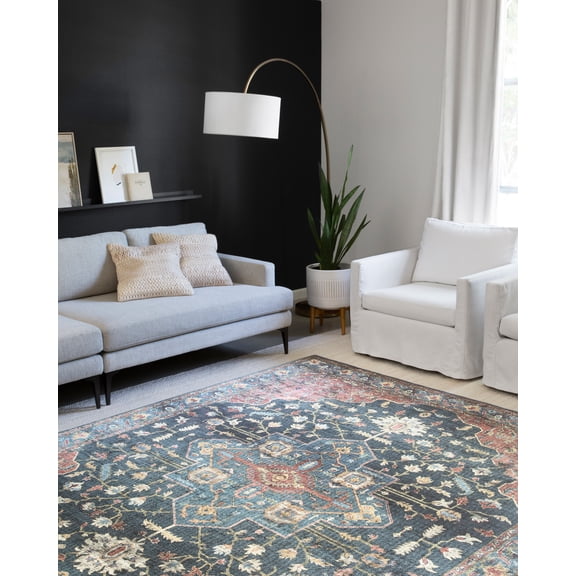Loloi II Skye Oriental Denim / Brick Area Rug