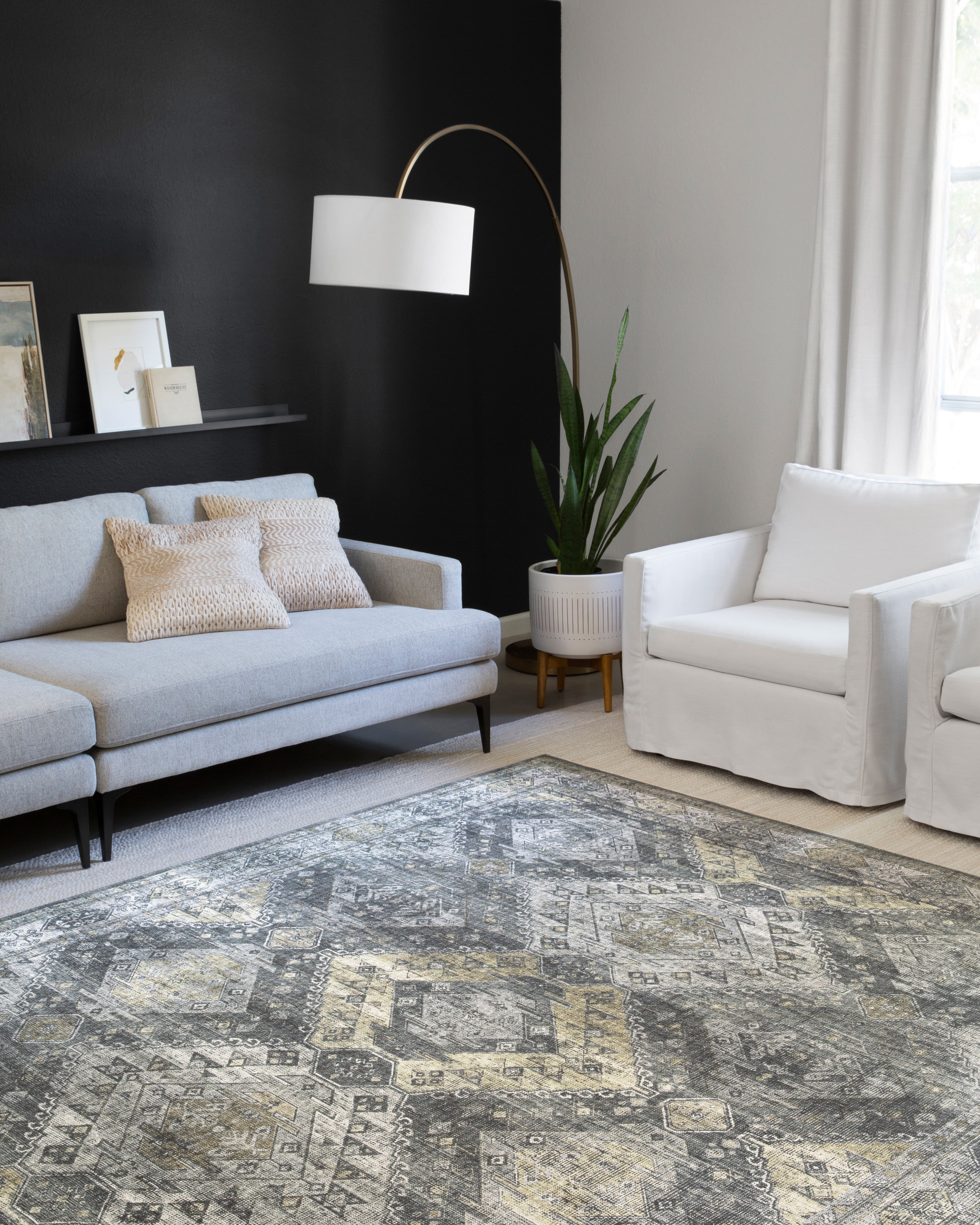 Gray 5' x 7' Hand-Knotted Oriental Synthetic Rug