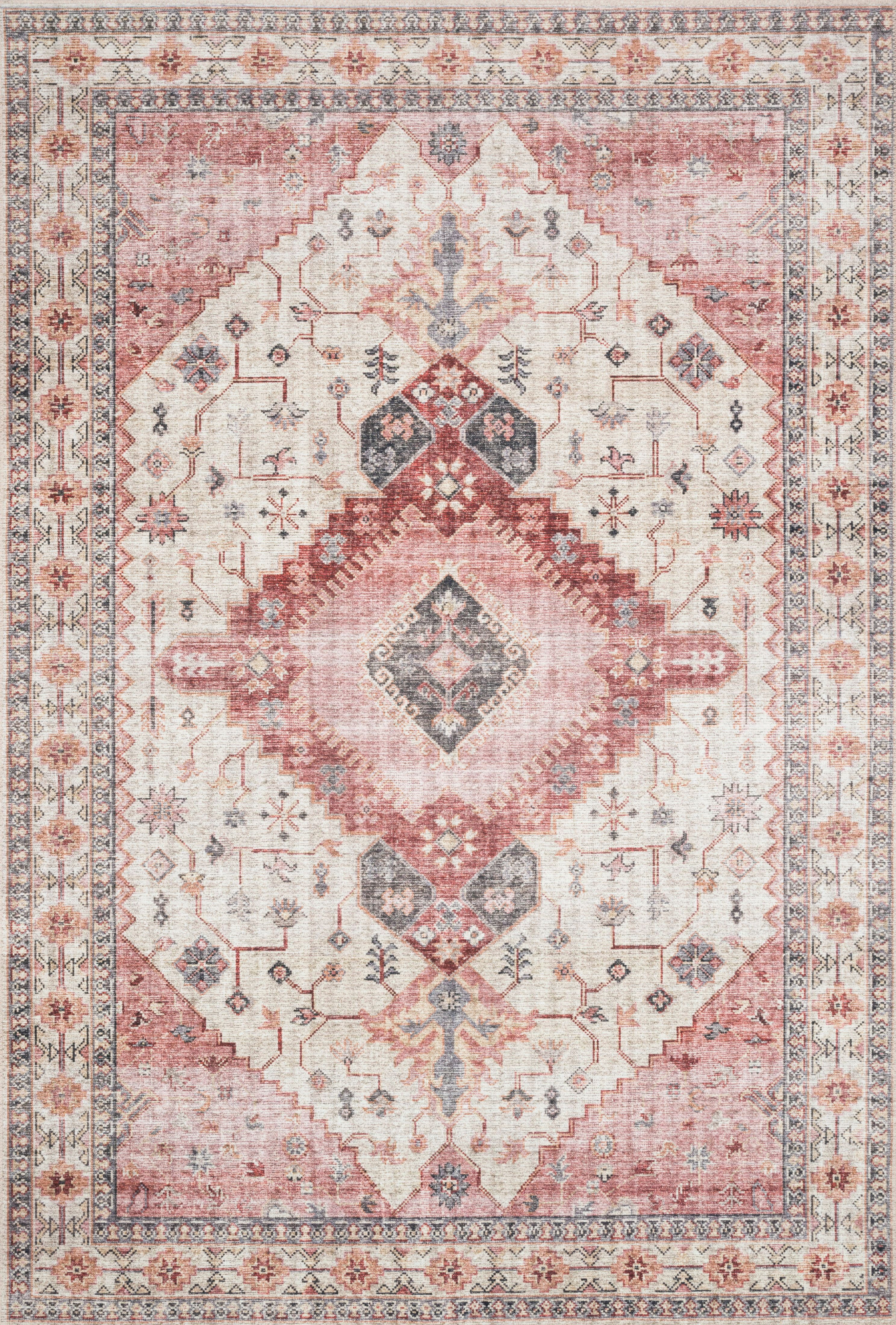 Elegant Ivory Oriental 5' x 7' Wool Blend Area Rug