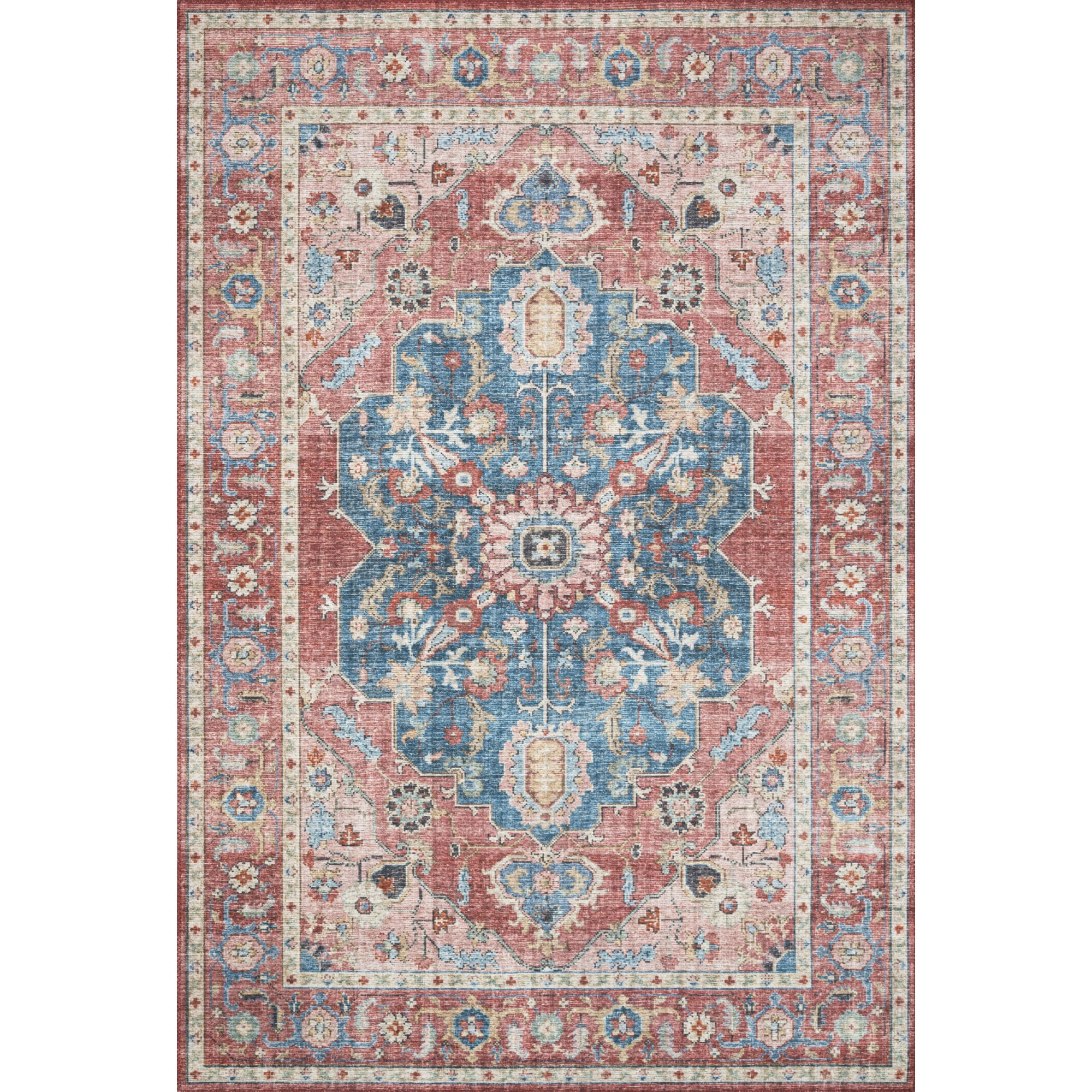 Oceanic Brick 18" Square Wool-Chenille Blend Decorative Rug