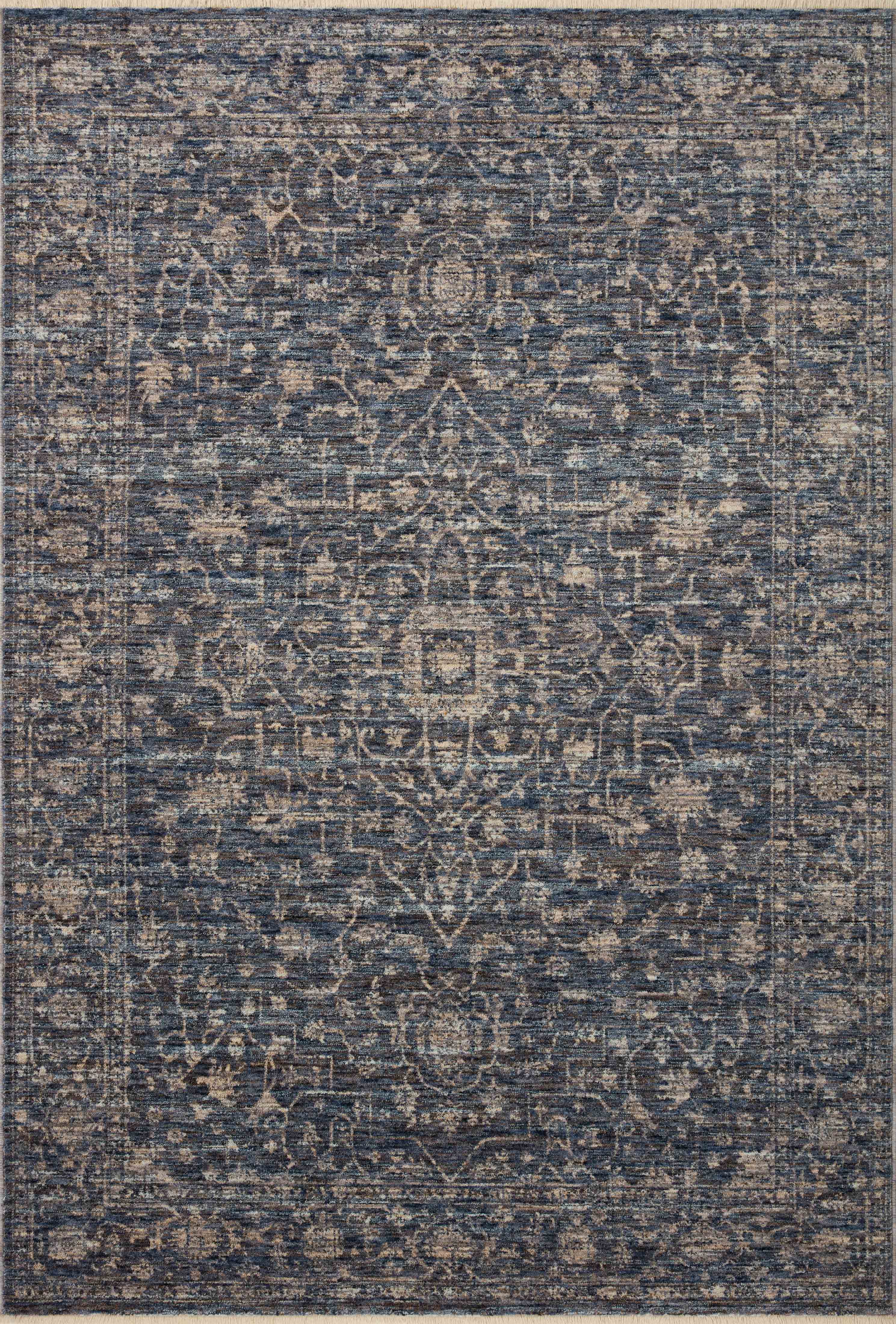 Sorrento Midnight Black and Natural Oriental Wool Area Rug