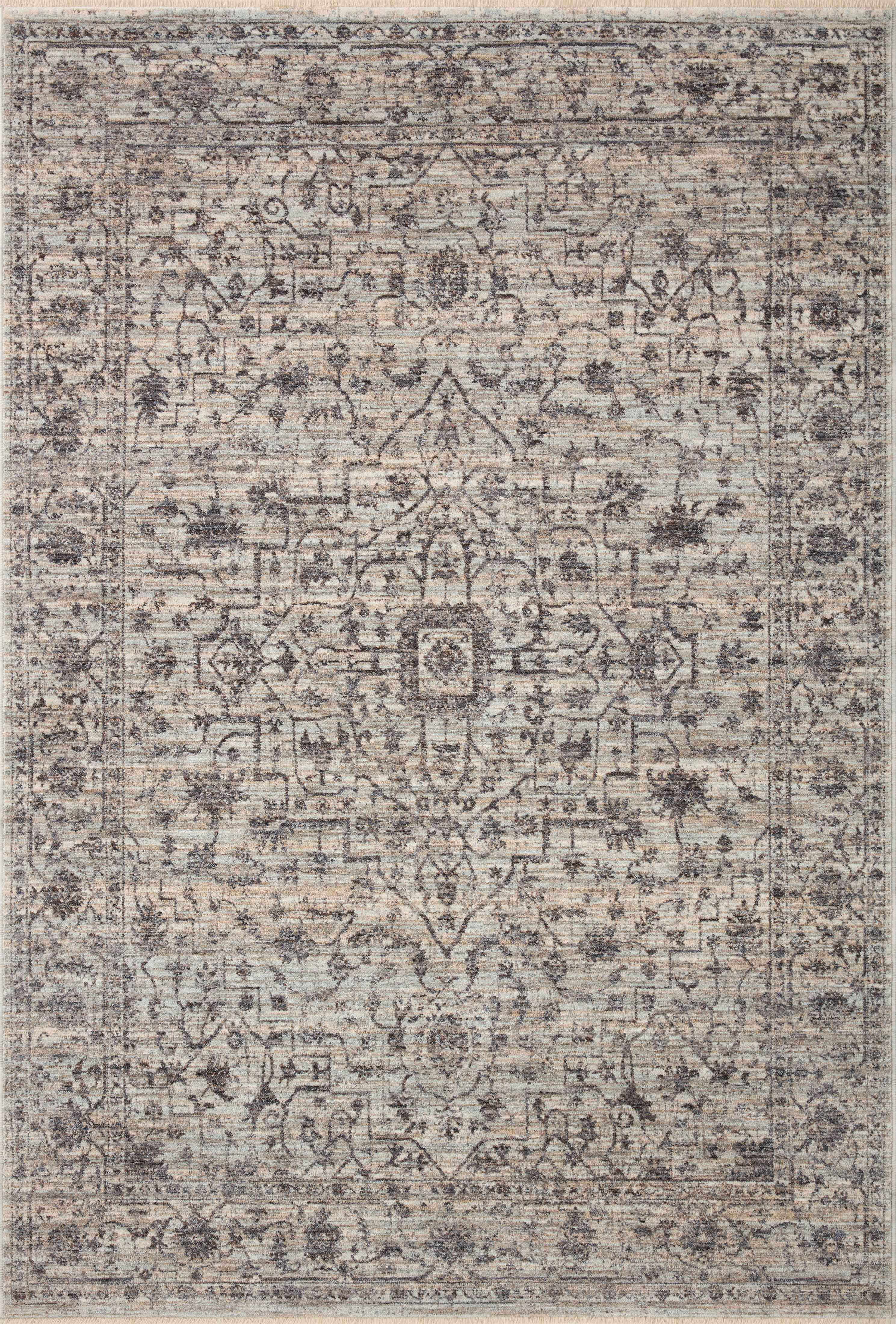 Sorrento Mist Charcoal Square Stain-Resistant Synthetic Rug
