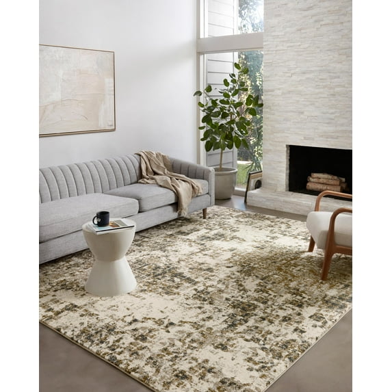 Loloi Spirit SPI-01 Abstract Pewter / Olive Area Rug 6'-7" x 9'-3"