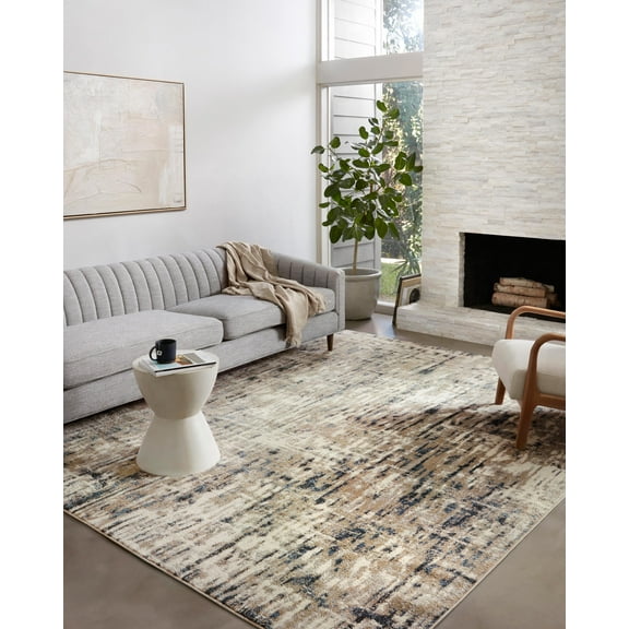 Loloi Spirit SPI-02 Abstract Stone / Blue Area Rug 9'-4" x 13'