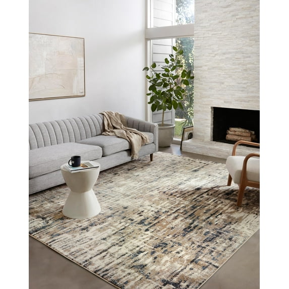 Loloi Spirit SPI-02 Abstract Stone / Blue Area Rug 9'-4" x 13'