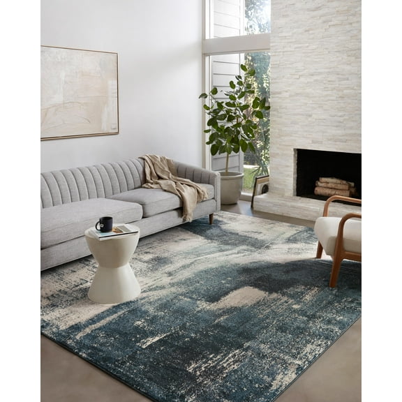 Loloi Spirit SPI-04 Abstract Indigo / Ivory Area Rug 2'-7" x 4'