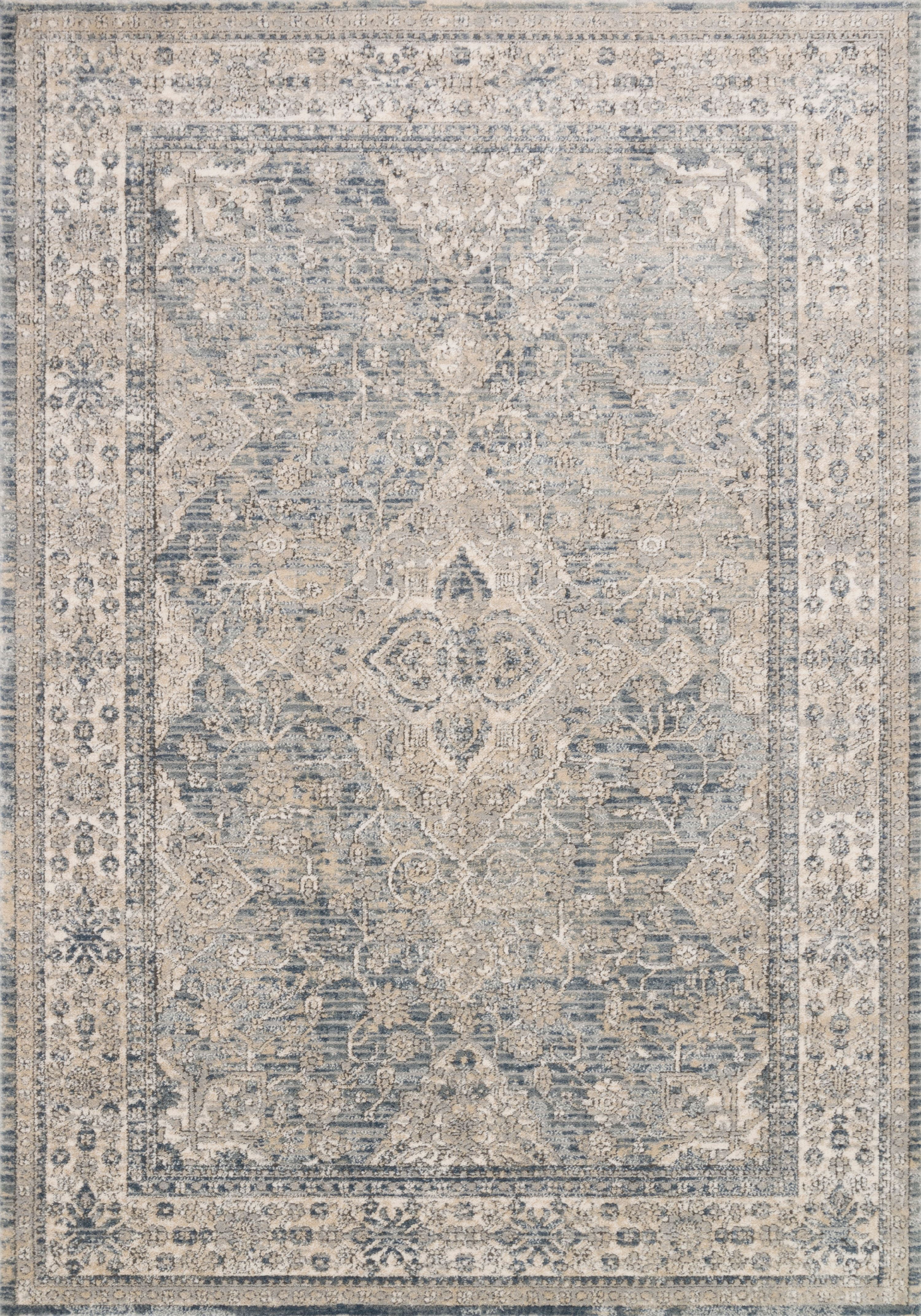 Reversible Oriental Blue Synthetic 32"x48" Stain-Resistant Rug