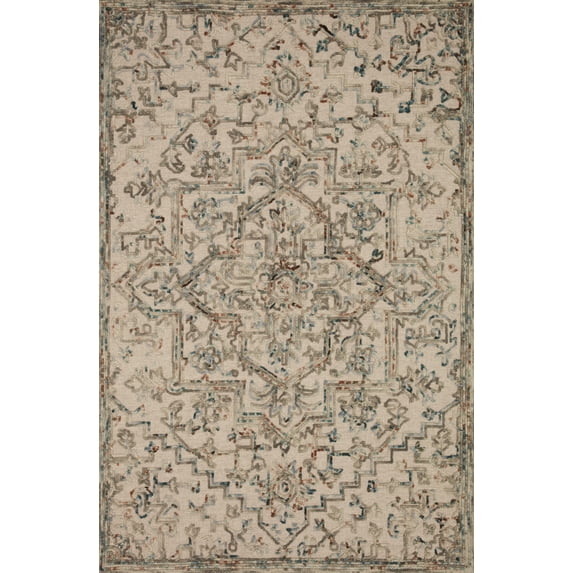 Loloi Halle HAE-01 Floral Grey / Ocean Area Rug 18" x 18" Sample