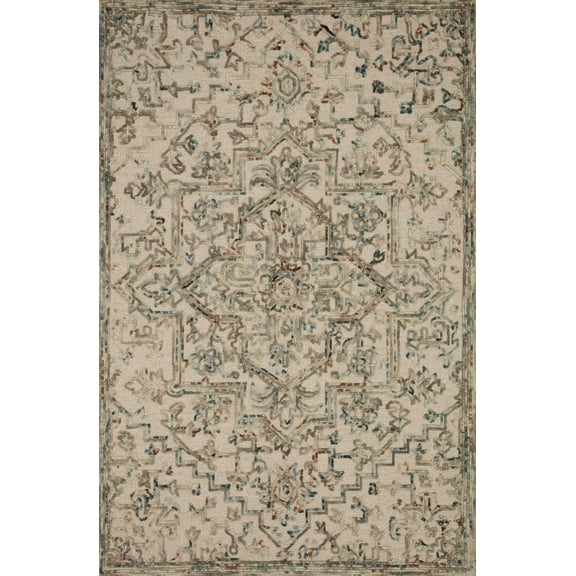 Loloi Halle HAE-01 Floral Grey / Ocean Area Rug 18" x 18" Sample