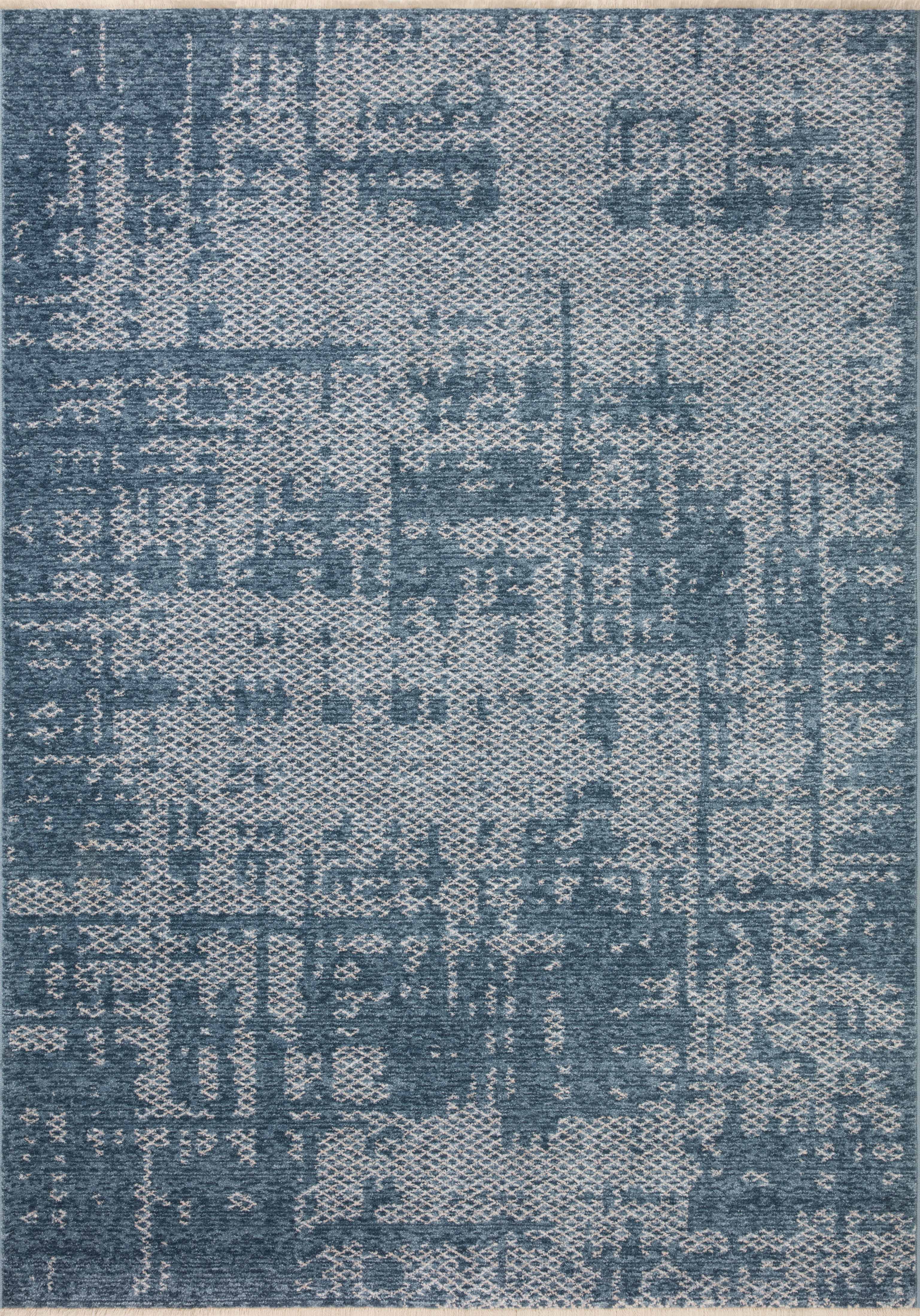 Denim and Dove Rectangular Stain-Resistant Viscose Rug