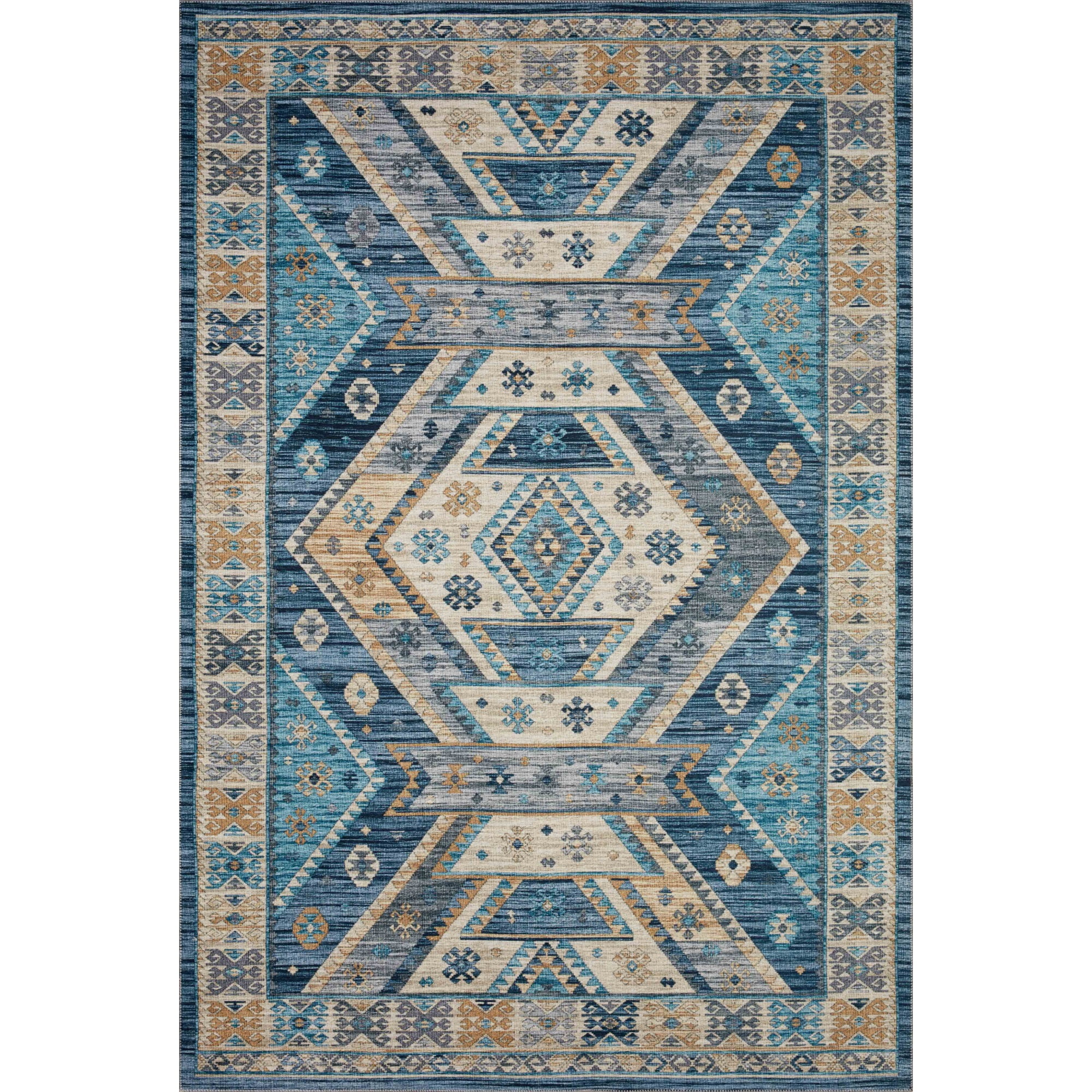 Ocean Breeze Light Blue Synthetic Rectangular Area Rug, 5' x 7'6"