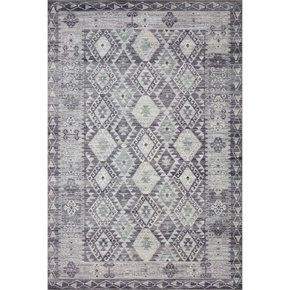 Turkish & Persian Kilim-Style Zion Charcoal, Slate 5-0" x 7-6" Area Rug