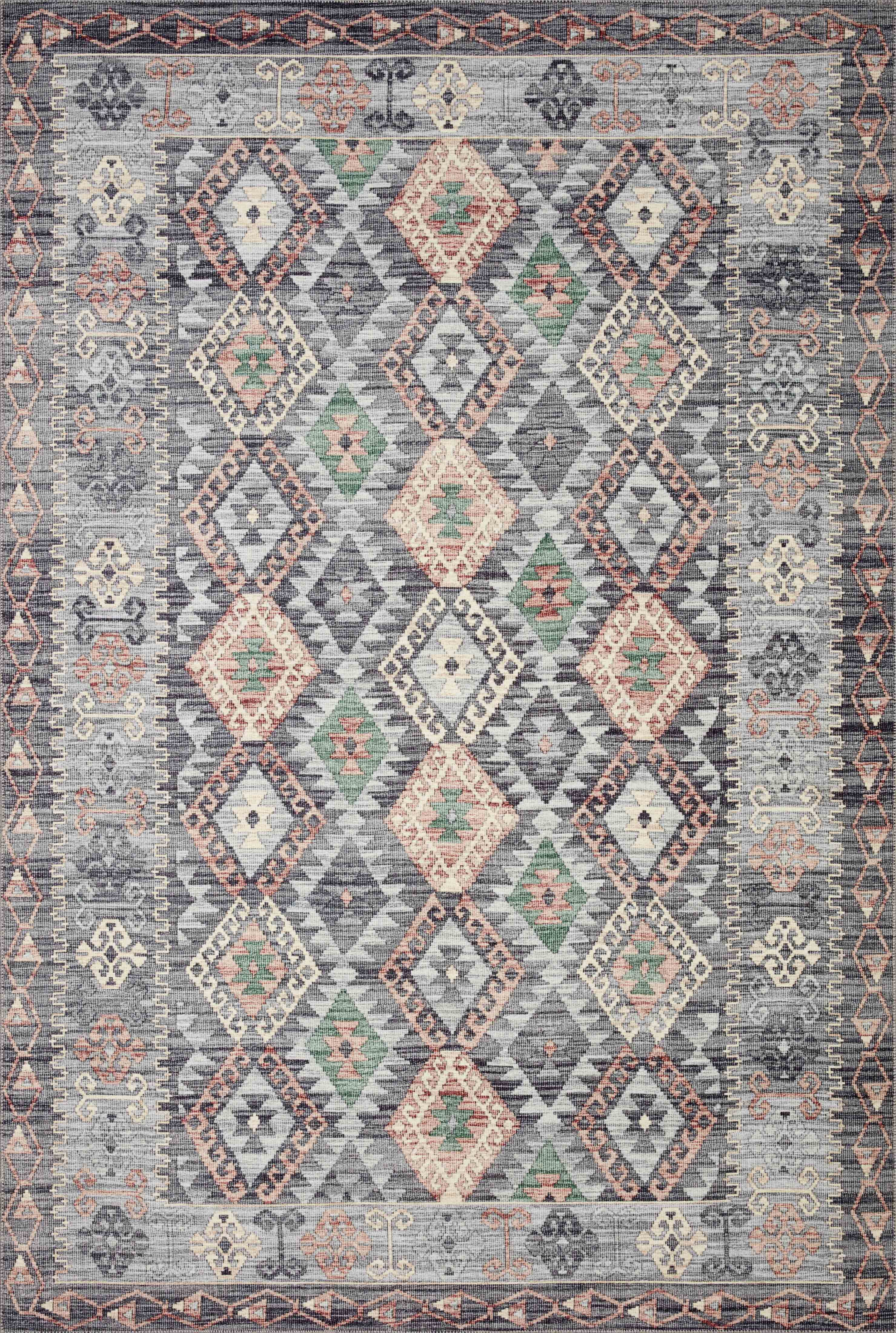 Turkish & Persian Kilim-Style Zion Grey, Multi 3-6" x 5-6" Area Rug