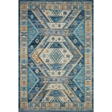Loloi II Zion ZIO-02 Southwestern Ocean / Gold Printed Area Rug 18" x 18" Sample