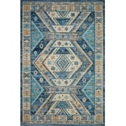 Turkish & Persian Kilim-Style Zion Ocean / Gold Area Rug 18 x 18 Sample