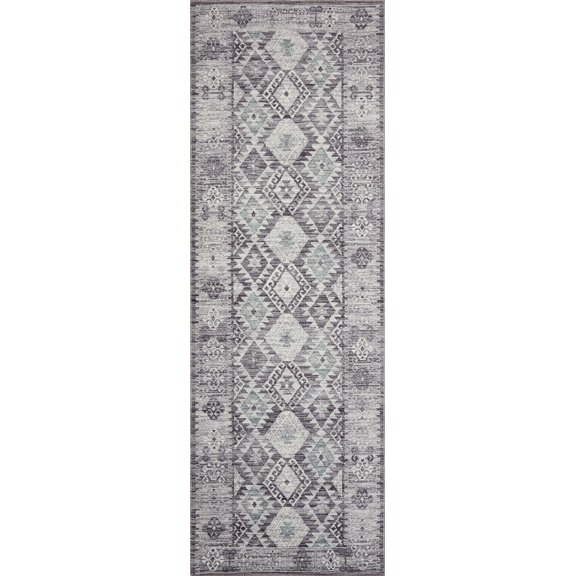 Turkish & Persian Kilim-Style Zion Charcoal / Slate Area Rug 2'-6" x 7'-6"