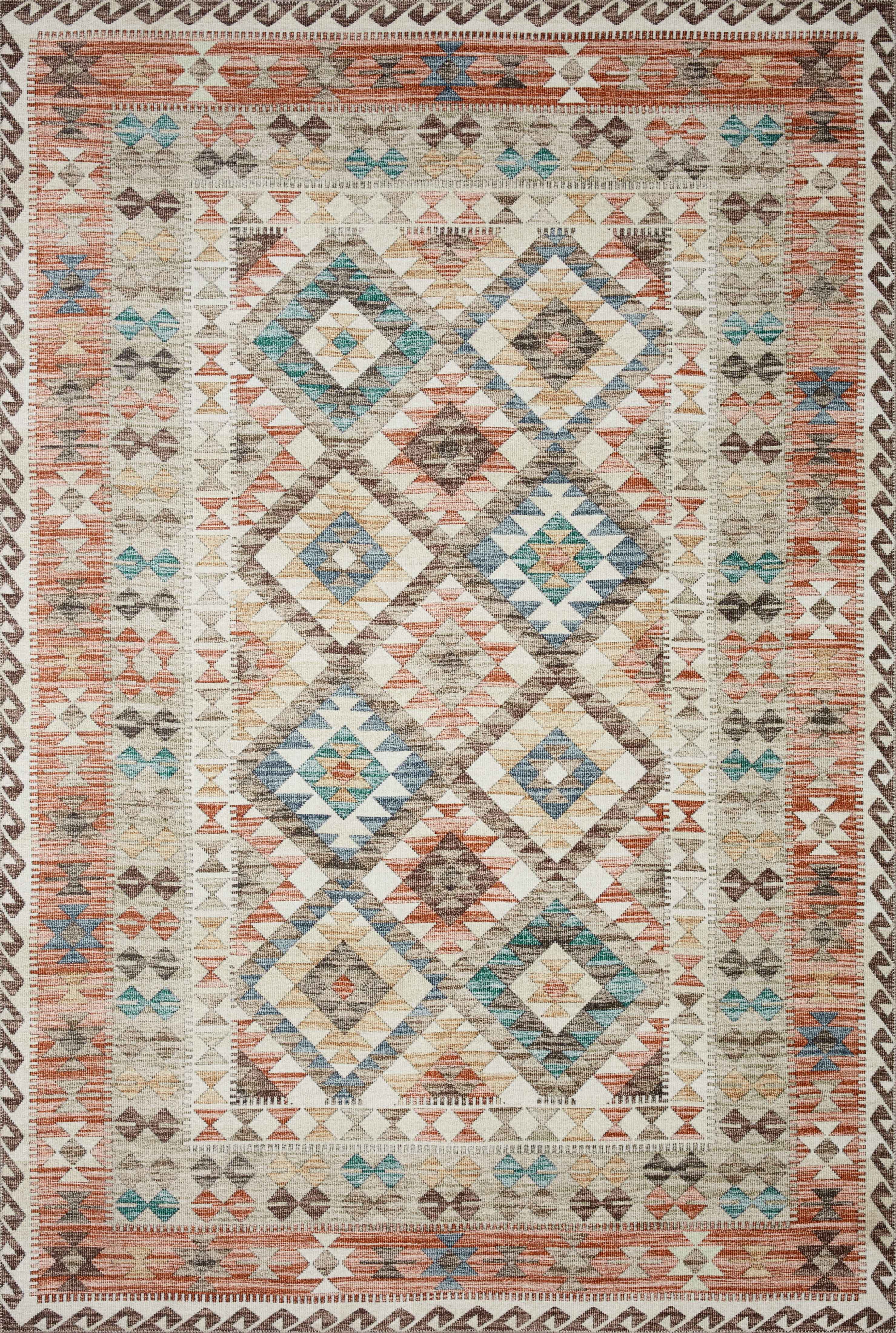 Turkish & Persian Kilim-Style Zion Ivory, Multi 3-6" x 5-6" Area Rug